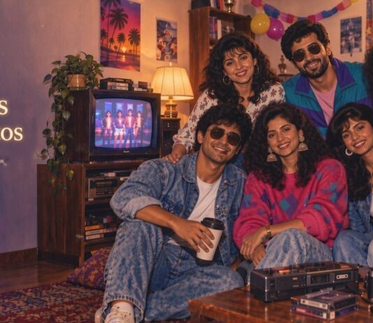 How to Create 1980s AI Photos for Couples, Families and Friends Couple, family and friends posing for a nostalgic 1980s AI-generated photo
